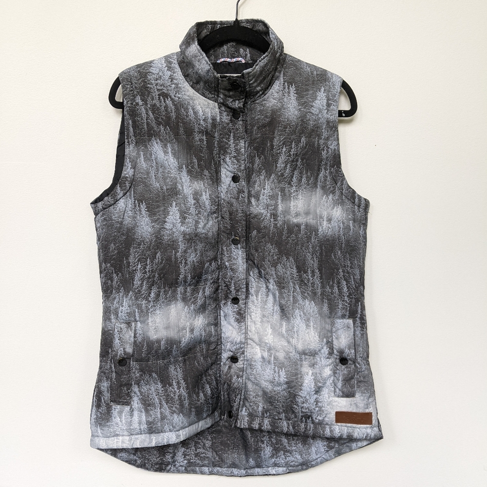 KAVU Briar Tree Forest Puffer Vest Grey Large